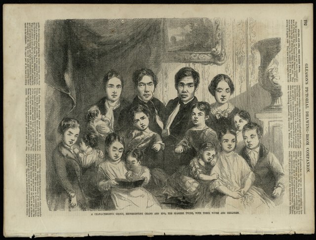 Image of Chang and Eng and their families