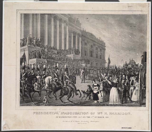 Lithograph depicting the inuaguration of William Henry Harrison